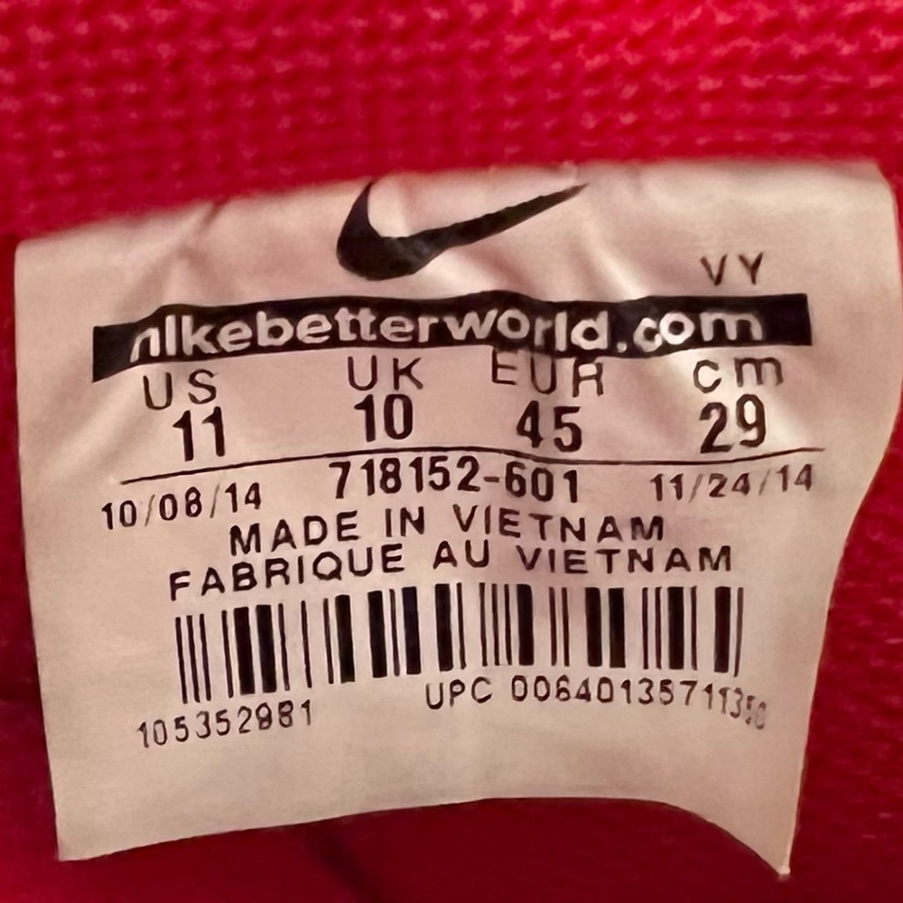 Nike Air Force 1 Low 07 Gym Red Suede Shoes Size 11 - Picture 8 of 9